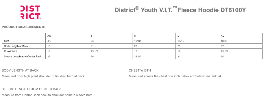 DT6100Y District Youth V.I.T. Fleece Hoodie