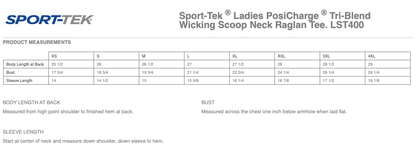 LST400 Women's Tri-Blend Wicking Scoop Neck Raglan Tee